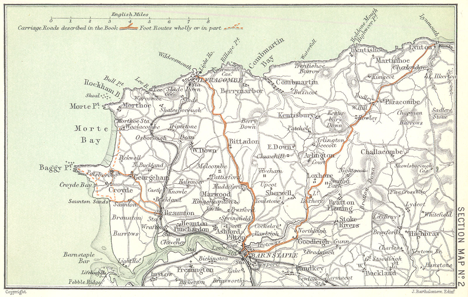 NORTH DEVON. Barnstaple Ilfracombe Lynton. WARD LOCK 1897 old antique map